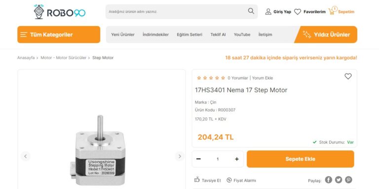 Robo90 Arduino Step Motor, A4988 ve Arduino ile Nasıl Kullanılır